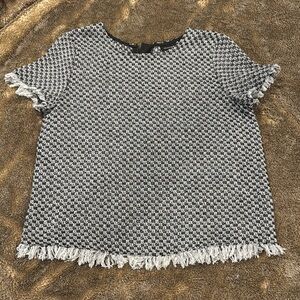 Who What Wear Black and White Textured Blouse